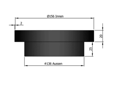 Røgrør reduktion/kobling fra ø136mm til ø156mm